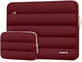 MOSISO 15-15.6 inch Laptop Case, 16 inch Puffy Laptop Sleeve Compatible with MacBook Pro 16, HP Dell ASUS Acer Toshiba Lenovo Notebook Computer, Polyester Horizontal Bag with Small Case, Red