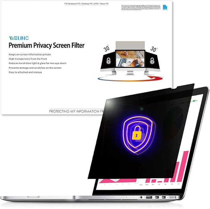 15.4 Inch - 16:10 Aspect Ratio - Laptop Privacy Screen Filter for Widescreen Laptop - Notebook - Anti-Glare - Anti-Scratch Protector Film for Data confidentiality