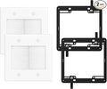 iwillink 2 Gang Brush Wall Plate with Mounting Bracket, Pass Through Wire Hider for Cable Management, Ethernet Cables, HDMI Cables and Home Theater Systems, 2 Pack