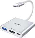 USB C to HDMI Adapter, 4K HDMI to USB-C Multiport Hub Adapter with 100W PD & USBA 3.0 Port, Type C Digital AV Converter for iPad Pro,MacBook Pro/Air,iPhone 15/16,Switch,TV, Monitor and More(Silver)