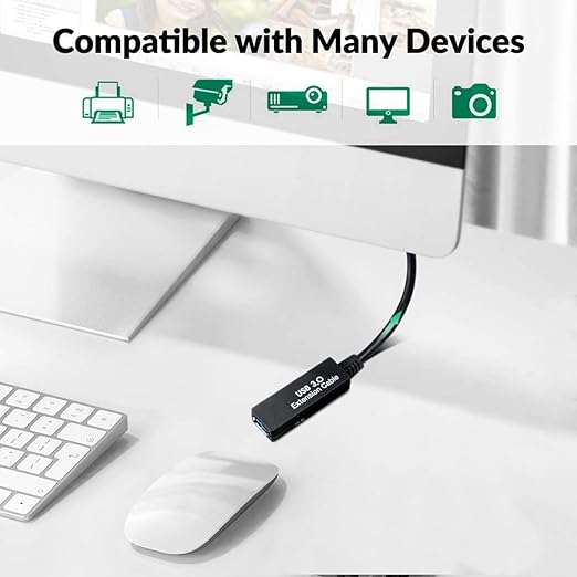 32Feet USB 3.0 Extension Cable,Type A-Male A-Female Extender Cord, With 2 Expansion Chipset Signal Boosters, Compatible With Oculus Quest 2 VR, Xbox, PS4,Webcam,Printer, Hard Drive,USB HUB Etc.
