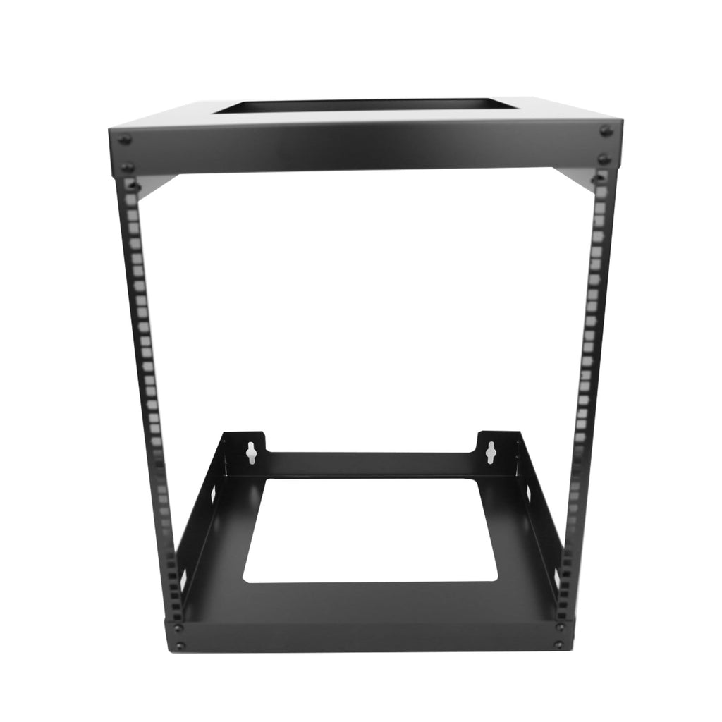 GlobalRack 12U Wall Mount Open Frame, 18" Depth, w/ 2X 1U Shelves