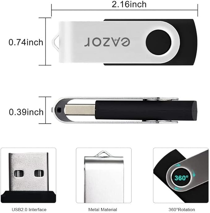 128GB 64 GB 4GB Flash Drive USB Flash Drive Thumb Drive 5 Pack 2 Pack 20 Pack USB Memory Stick USB Drives for Data Storage (64GB2.0 * 2Packs)