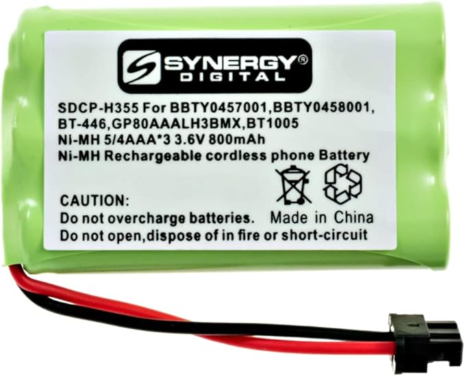 Synergy Digital Cordless Phone Batteries, Compatible with Uniden BT-909 Cordless Phone, (Ni-MH, 3.6V, 800 mAh), Replacement for Uniden BT-461 Battery, Combo-Pack Includes: 2 x SDCP-H355 Batteries