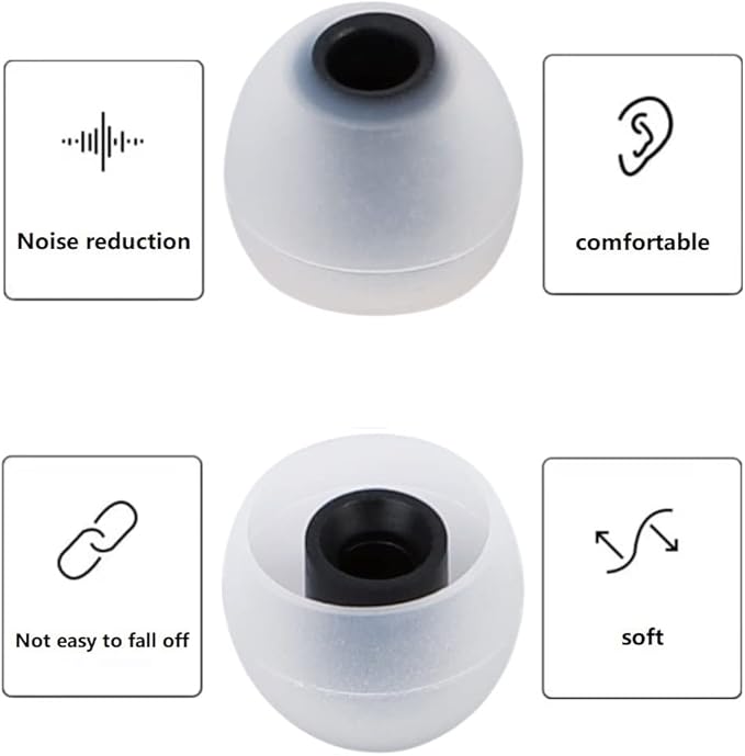 Earbuds Replacement Tips Silicone Earbud Tips Ear Gels Fit for Inner Hole from 3.8mm - 5.1mm Earphones 9 Pairs S/M/L Clear Black