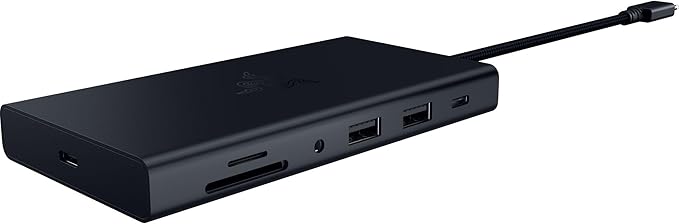 Razer USB C Dock 11-Port Travel Charging Station for Windows Mac Laptop iPad Surface Chromebook Galaxy Tab: Type C, HDMI, Ethernet, MicroSD - 4K 60 Hz Display - 85 W Tablets + Mobile Fast Charge