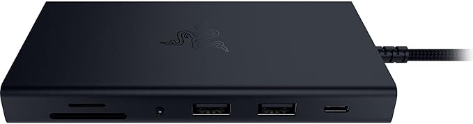 Razer USB C Dock 11-Port Travel Charging Station for Windows Mac Laptop iPad Surface Chromebook Galaxy Tab: Type C, HDMI, Ethernet, MicroSD - 4K 60 Hz Display - 85 W Tablets + Mobile Fast Charge