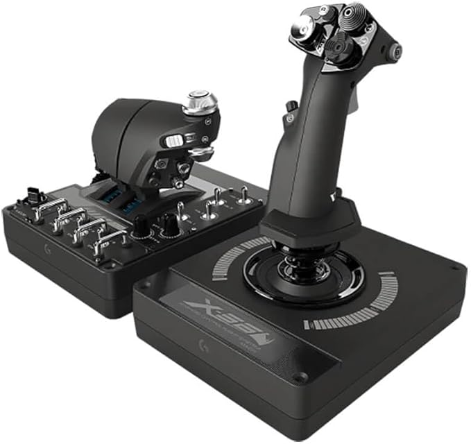 Logitech G X56 H.O.T.A.S Throttle and Joystick Flight Simulator Game Controller, 4 Spring Options, +189 Programmable Controls, RGB Lighting, 2x USB, PC - Black