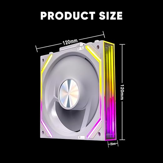 Jungle Leopard Interstellar V2 RS 120mm Case Fan Infinity Mirror Module Daisy-Chain ARGB Fan Triple Pack Suitable PC Cooling Fans 360mm AIO Cooler(White-3Pack)