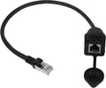 CERRXIAN 35cm RJ45 Male to Female Cat5 5e 6 Waterproof Panel Mount LAN Network Ethernet Extension Cable with Cap