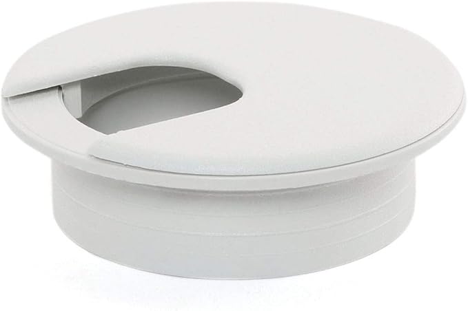 2pcs 2 Inch Desk Wire Cord Cable Grommets Hole Cover for Office PC Desk Cable Cord Organizer Plastic Cover (White-2Pcs)