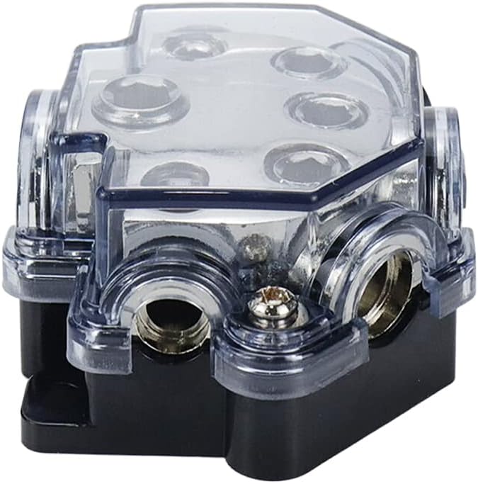2pc Power Distribution Block Car Audio 1 in 5 Ways Out Car Audio Distributions Block 0 Gauge Input 2/4/8 Gauge Out Ground Cable Splitter Distribution Blocks for Automotive