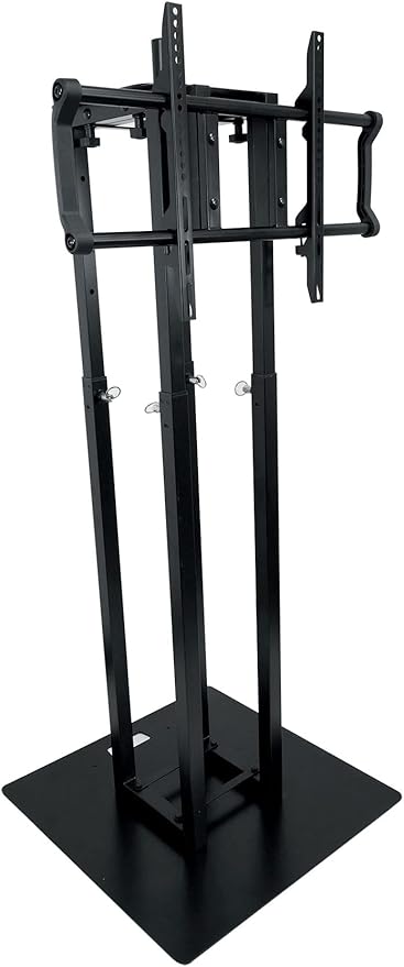 Rockville RTP33-TV Black Totem DJ Speaker/Lighting Stand, Detachable TV Mount, Adjustable Height, Stable Base, for DJs and Event Professionals