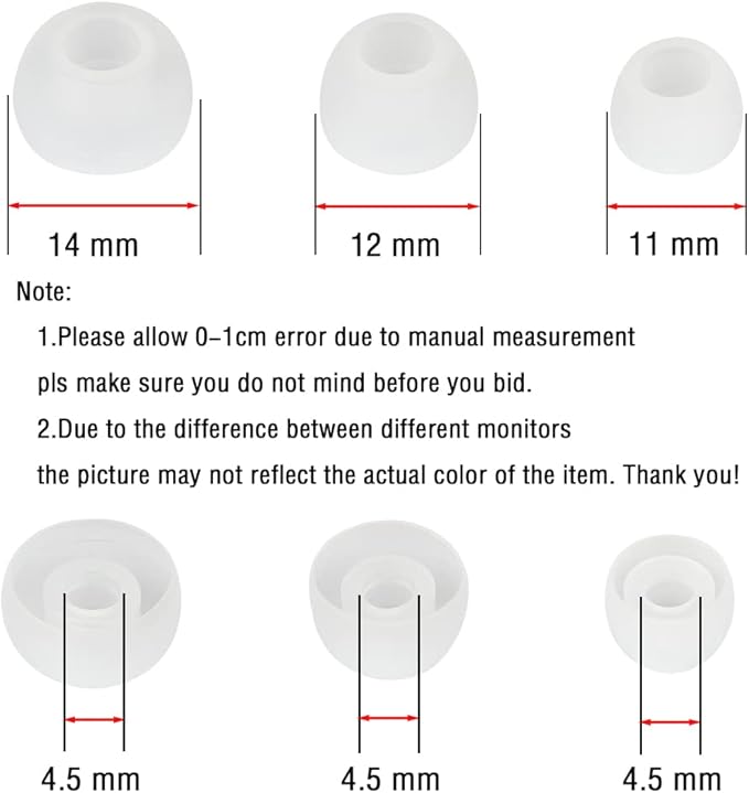 Replacement Earbud Tips - Silicone Ear Covers for In-Ear Headphones - 9 Pairs (S, M, L)