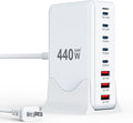 USB C Charger Block 440W Charging Station Hub,8 Port GaN III Fast Charging Brick with 5ft Extension Cord,PD QC PPS 100W Laptop Power Adapter for MacBook Pro/Air,iPhone 16/15,Samsung Galaxy,Dell etc