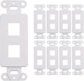 10 Pack Keystone Wall Plate 2 Port, White Decorator Insert Cover for Ethernet, HDMI, Coax, Cat6 Cat5, RJ45, Home & Office Installations