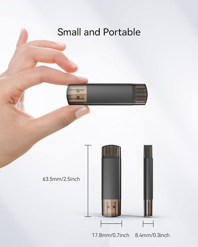 128GB USB C Flash Drive Dual USB 3.1 Flash Drive Type C + USB A Portable Type-C Flash Drive 2-in-1 USB-C Thumb Drive for Smartphone Tablet Computer Mac iPhone 15 Black