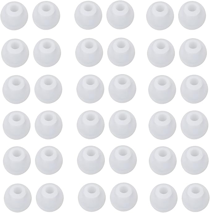 36 Pieces Large Earbud Tips Soft and Comfortable Ear Bud Replacement Pieces Silicone Fit Most in-Ear Headphones，Inner Hole 3.8mm -5.5mm，Large Clear White Replacement Earbuds Silicone Tips
