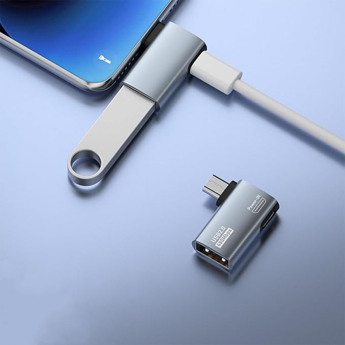 Powered Right Angle USB 2.0 Micro Male to USB Female Host OTG Adapter for Samsung, Firestick，PS Classic，SNES Mini,NES/SNES Classic,Chromecast and More Smartphone or Tablet (2 Pack)