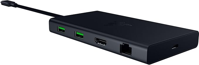 Razer USB C Dock 11-Port Travel Charging Station for Windows Mac Laptop iPad Surface Chromebook Galaxy Tab: Type C, HDMI, Ethernet, MicroSD - 4K 60 Hz Display - 85 W Tablets + Mobile Fast Charge