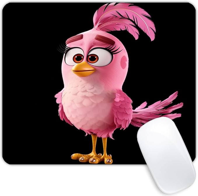 Square Mouse Pad Cute Pink Bird-1,Gaming Mouse Pads for Desk,Soft Computer Waterproof Non-Slip Mouse Mat
