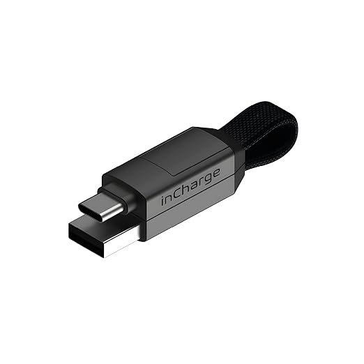 Rolling Square inCharge 6 - Keychain USB C Charger Cable, Lightning Cable and Micro-USB for Smartphone, Universal Cable Charger 6 in 1, USB Plug, 15W, Gray