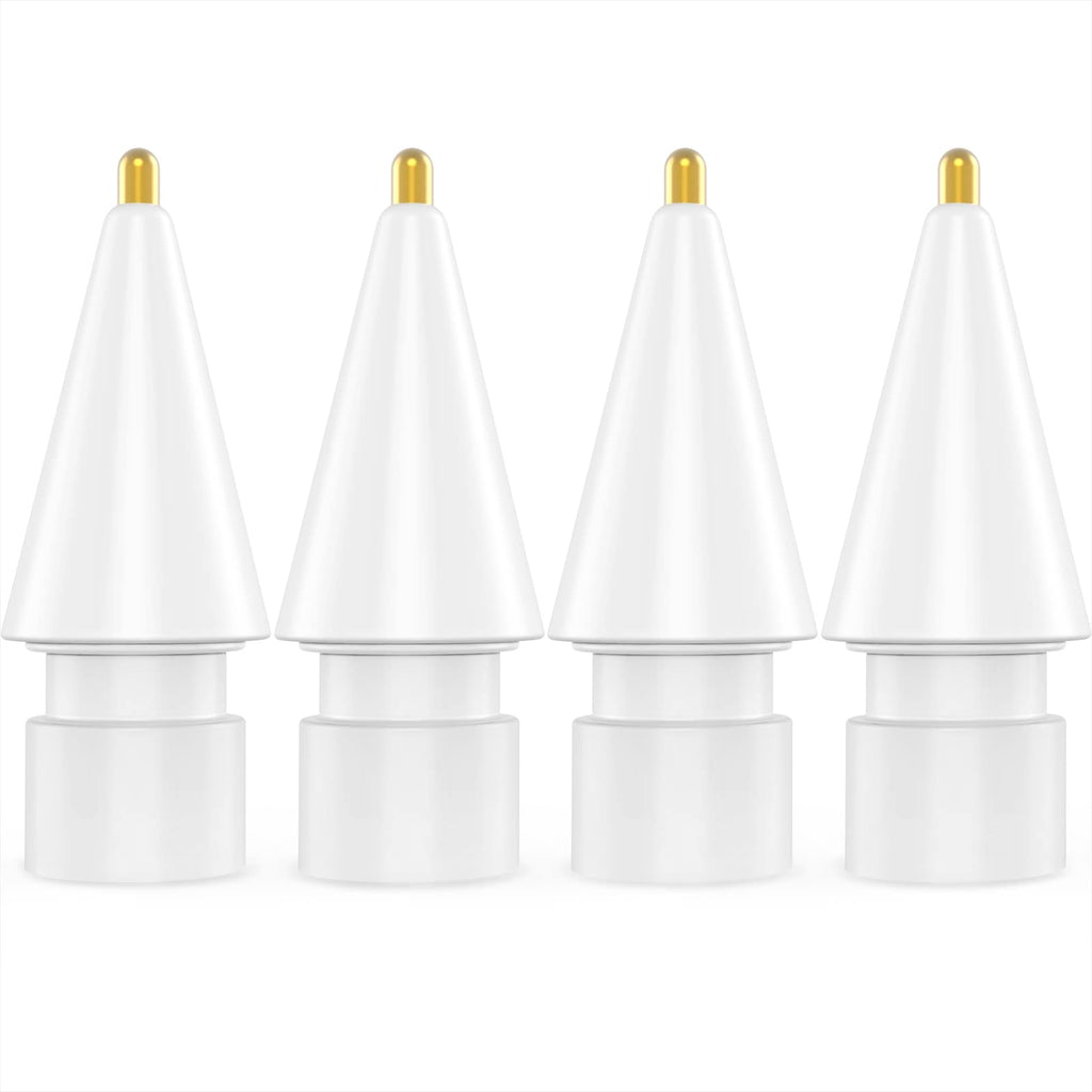 NIUTRENDZ 4 Pack Replacement Tips for Apple Pencil 2nd Generation and 1st Generation Fine Point Metal Tip, Wear-Resistant & Precise Control (1.95mm, White)