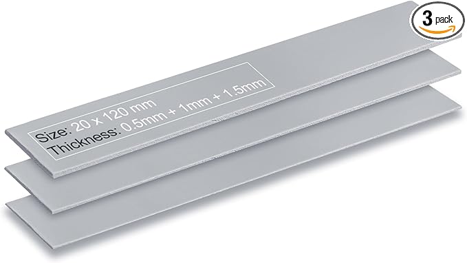 Aairhut 3 Pack 13 W/m.K Thermal Pads M.2, 70 x 20 mm x [0.5 mm + 1 mm + 1.5 mm] Highly Efficient Thermal Conductivity Silicone Cooling Pads for Laptop Heatsink CPU GPU SSD IC LED Cooler