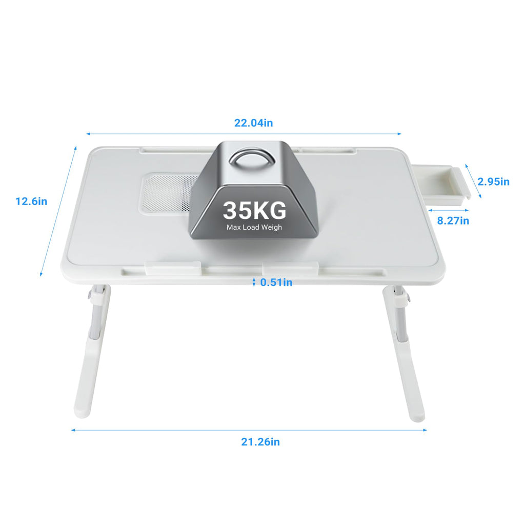 iXTRA Adjustable Laptop Lap Desk with Cooling Fan USB Light for Adults 56x32cm,White