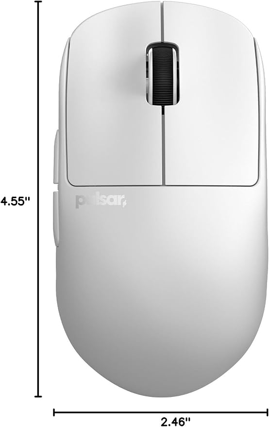 Pulsar Gaming Gears X2H mini Wireless Gaming Mouse, Ultra Lightweight 1.83 oz (52 g), Symmetrical, Optical Switch, 2.4 Ghz 1 ms, 26000 DPI, PAW3395 Sensor (Mini, Wireless, White)