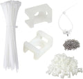 Cable Zip Tie Mounts Kit - 60 Set Wire Cable Clips Organizer Holders with 8" Cable Ties, Saddle Type Mounts Base and Tapping Screw