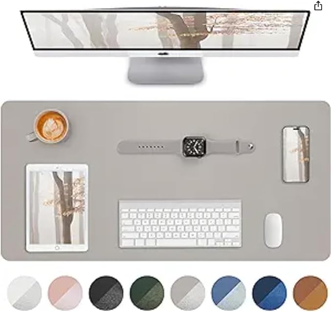 AFIING Leather Desk Pad Protector, Mouse Pad, Office Desk Mat, Non-Slip PU Leather Desk Blotter, Large Desk Mat, Waterproof Keyboard Mat for Office/Home/Decor (Dark Green