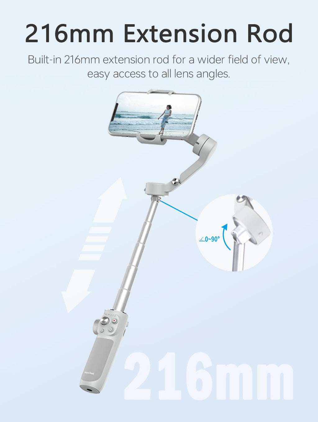 FeiyuTech VB 4 Smartphone Gimbal Stabilizer, 8.4" Extendable 3-Axis Rod