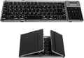 DeLUX Foldable Keyboard with Touchpad and Numeric Keypad, 2.4G Wireless and Bluetooth, Rechargeable Portable Travel Folding Keyboard with PU Leather, for iOS Android Windows Tablet (KF18)