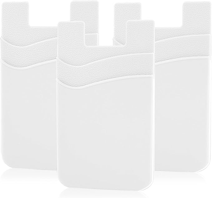 SS Phone Wallet, Card Holder for Phone Case Stick on Silicone Double Phone Pocket Suitable for iPhone Samsung Galaxy Any Smartphone 3 Pack