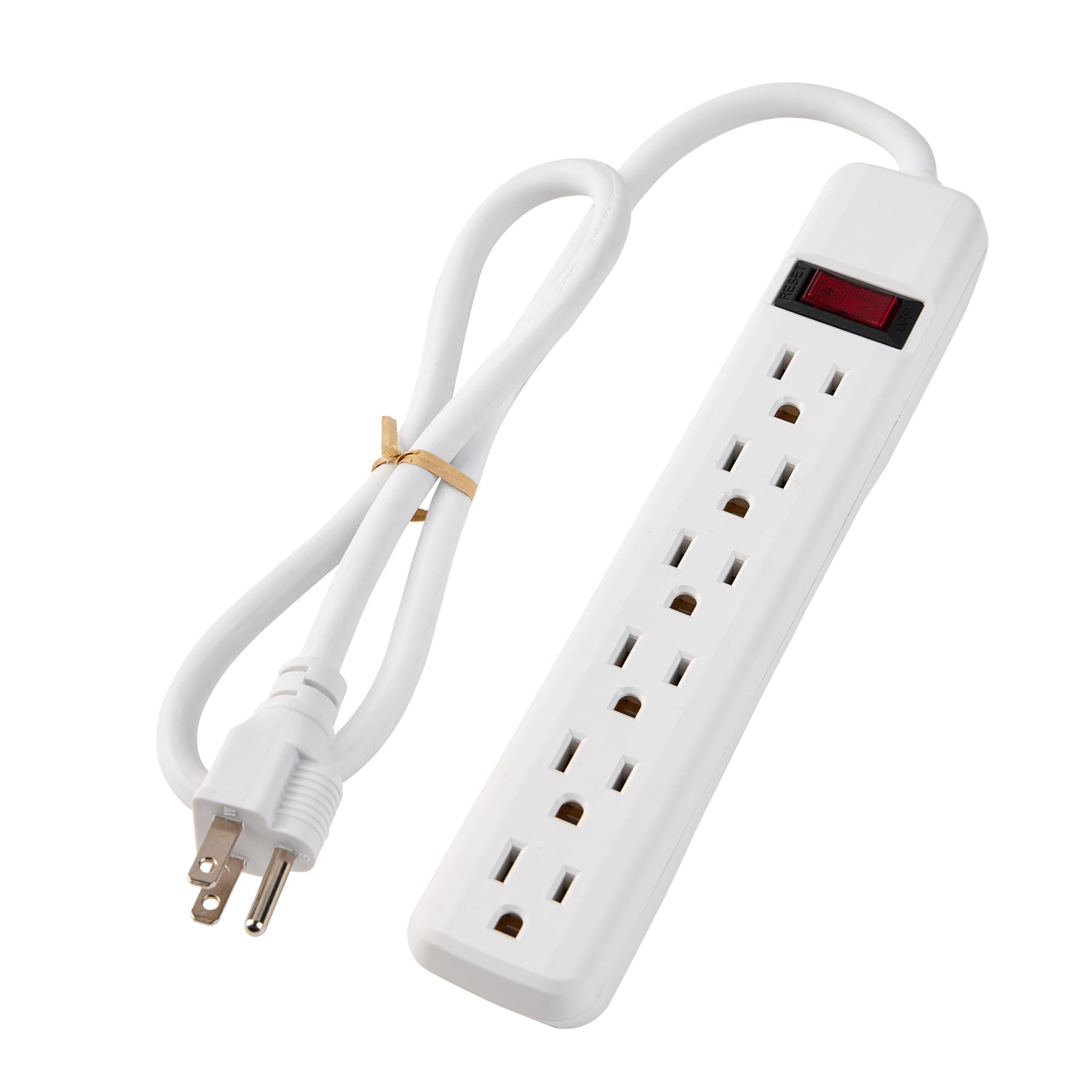PowerEnvy 6-Outlet Surge Protector – 250 Joules, 2ft Cord, 15A/125V, 1875W Max – Right Angle Plug, Black – Home, Office, & Electronics Protection