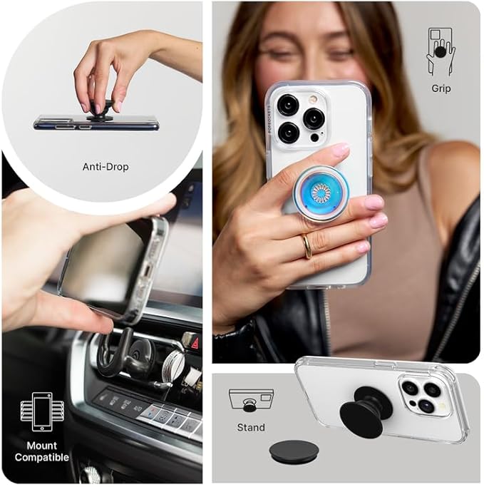 PopSockets Phone Grip with Expanding Kickstand, Adhesive Grip - Acetate Pearl White