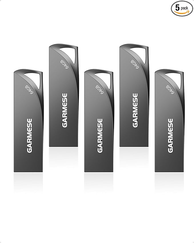 64GB USB 3.0 Flash Drive, 5-Pack Waterproof Metal USB Memory Stick, Slim Thumb Drive Portable Pen Drive with Keychain Hole Stylish Jump Drive for PC Computer Car