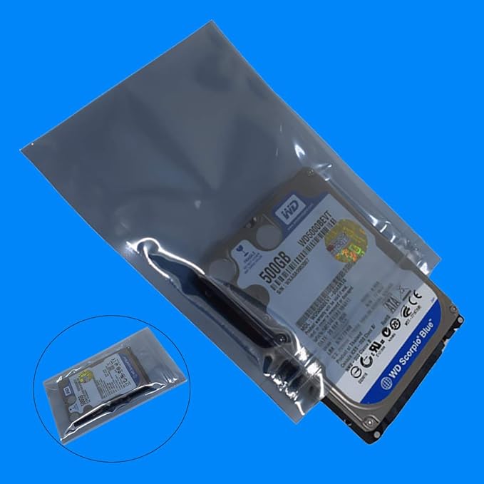 100pcs 3.93X5.9in(10X15cm) Anti Static Bags,ESD Bags Resealable for SSD HDD with 100pcs Labels, Antistatic Bag for Hand Drive or Varieties of Electronic Device