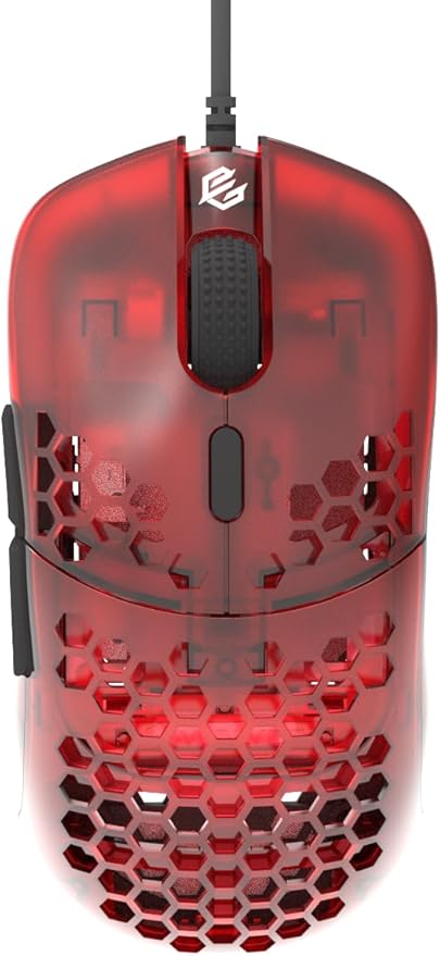 G-Wolves Hati HTM 56g Honeycomb Mouse, PixArt 3389 16000DPI, 6 Programmable Buttons, Low Latency, for Esports (Ruby)