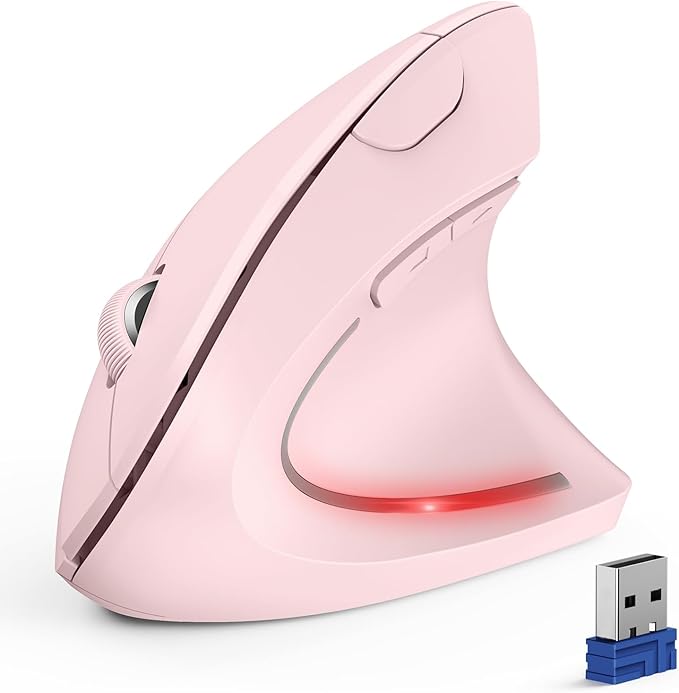 TECKNET Ergonomic Mouse, Wireless Bluetooth Vertical Mouse, 4800 DPI Optical Tracking, 6 Adjustable DPI, Quiet Clicks, 2.4GHz with USB A Receiver, 12 Months Battery, 6 Buttons, Wide Compatibility