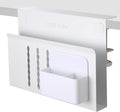 LUKETURE Laptop Holder, Steel Desk Side Storage, No Drill Standing Desk Accessories, Clamp on Laptop Mount with Pen Holder, Fits Flat Edge Tables 0.3" to 2.8" (White, M(1 Tier))