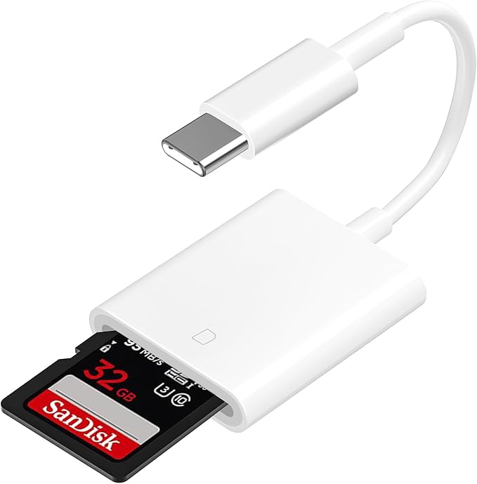 USB C SD Memory Card Reader [Apple MFi Certified] Type C to SD Card Adapter for iPhone 15 USB C Camera Adapter Trail Camera Viewer for iPhone 16 15 iPad MacBook Air/Pro Galaxy, Plug and Play