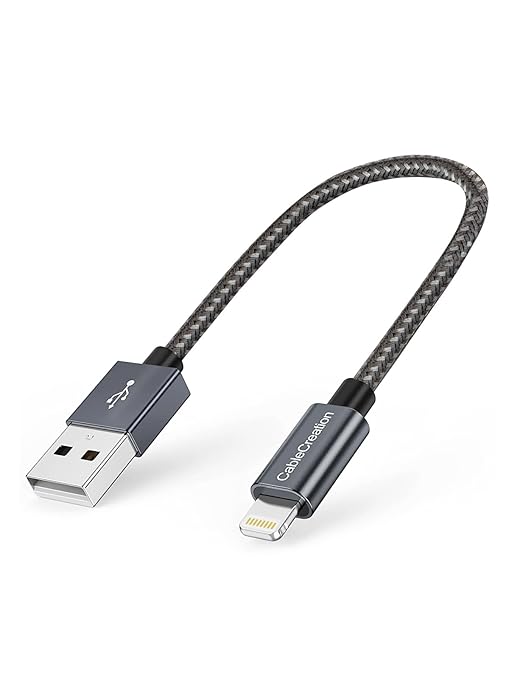 CableCreation Short iPhone Charger Cable 0.5FT/0.15m, USB A to Lightning Cable, Lightning to USB Data Sync Cord [MFi Certified] for iPhone 14/14 Pro, AirPods Pro, iPhone 13/13 Pro/12, iPad Pro, Grey