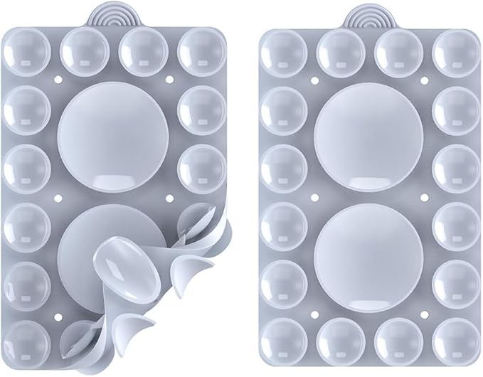 ZYCCER Double Sided Silicone Suction Phone Holder Mount,Compatible with iPhone and Android Cases Hands-Free Mirror Shower Phone Mount Strong Grip Holder (Light Blue, Double Sided 2PCS)