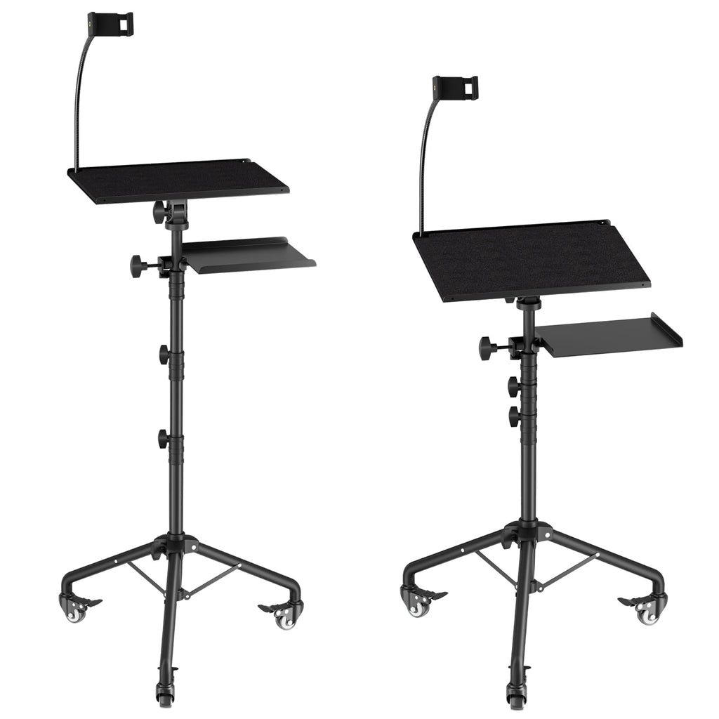 OUKMIC Projector Stand Tripod Laptop Tripod on Wheels with 2 Shelves