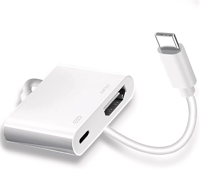 USB C to HDMI for TV, 4K@60Hz Type C to HDMI Adapter with Charging Port, iPhone to Hdmi to USB C Adapter Compatible for iPhone 16/15 Series/iPad Pro/Galaxy/MacBook Pro to HDTV Projector