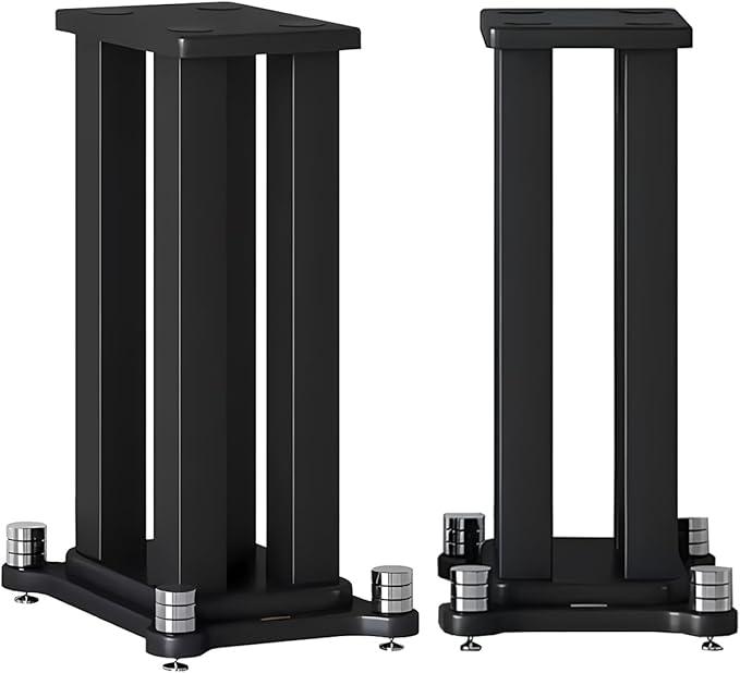 A Pair of Universal Speaker Stands, Heavy Duty Speaker Stands Holds Bookshelf Speaker Satellite Speaker Large Speaker, Vibration-Absorbing MDF Design, Holds 88lbs Speaker (Black, 70cm/27.5in)