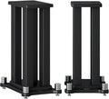 A Pair of Universal Speaker Stands, Heavy Duty Speaker Stands Holds Bookshelf Speaker Satellite Speaker Large Speaker, Vibration-Absorbing MDF Design, Holds 88lbs Speaker (Black, 70cm/27.5in)