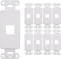 10 Pack Keystone Wall Plate 1 Port, White Decorator Insert Cover for Ethernet, HDMI, Coax, Cat6 Cat5, RJ45, Home & Office Installations